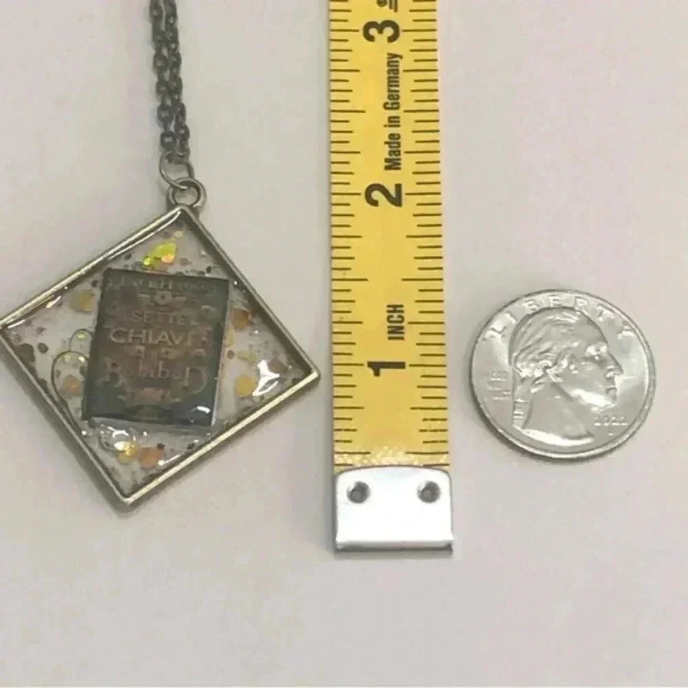 Handmade Diamond Book Lover Reader Teacher Librarian Writer Bronze Necklace New